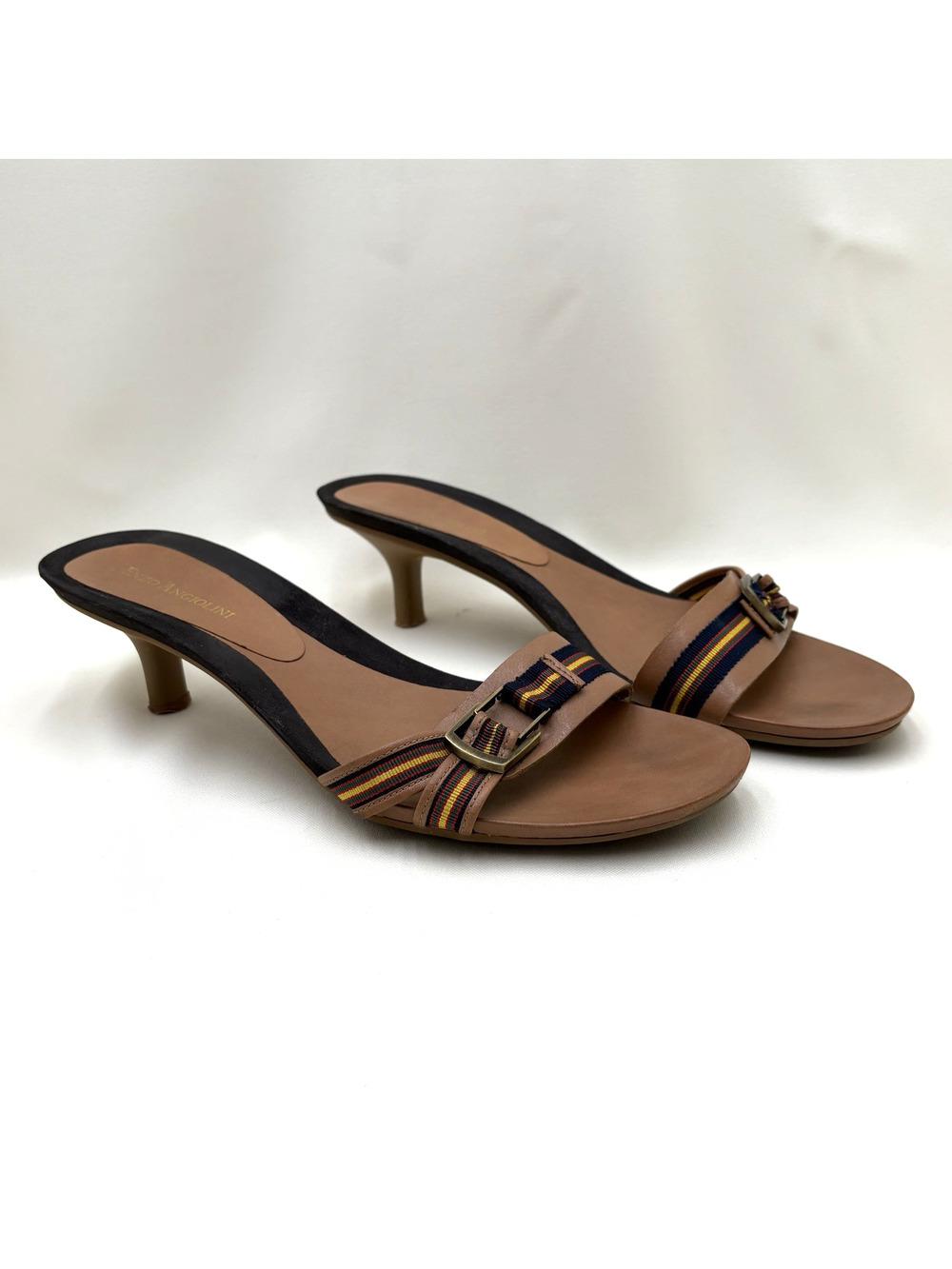 Enzo Angiolini Women's Blue Red Yellow Slip On Sandals Heels -2" Heel - Size 10